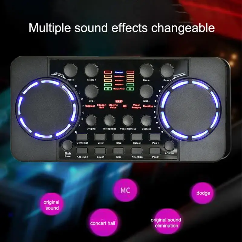 Внешняя звуковая карта V300 PRO Mini для сотового телефона USB микрофон в реальном