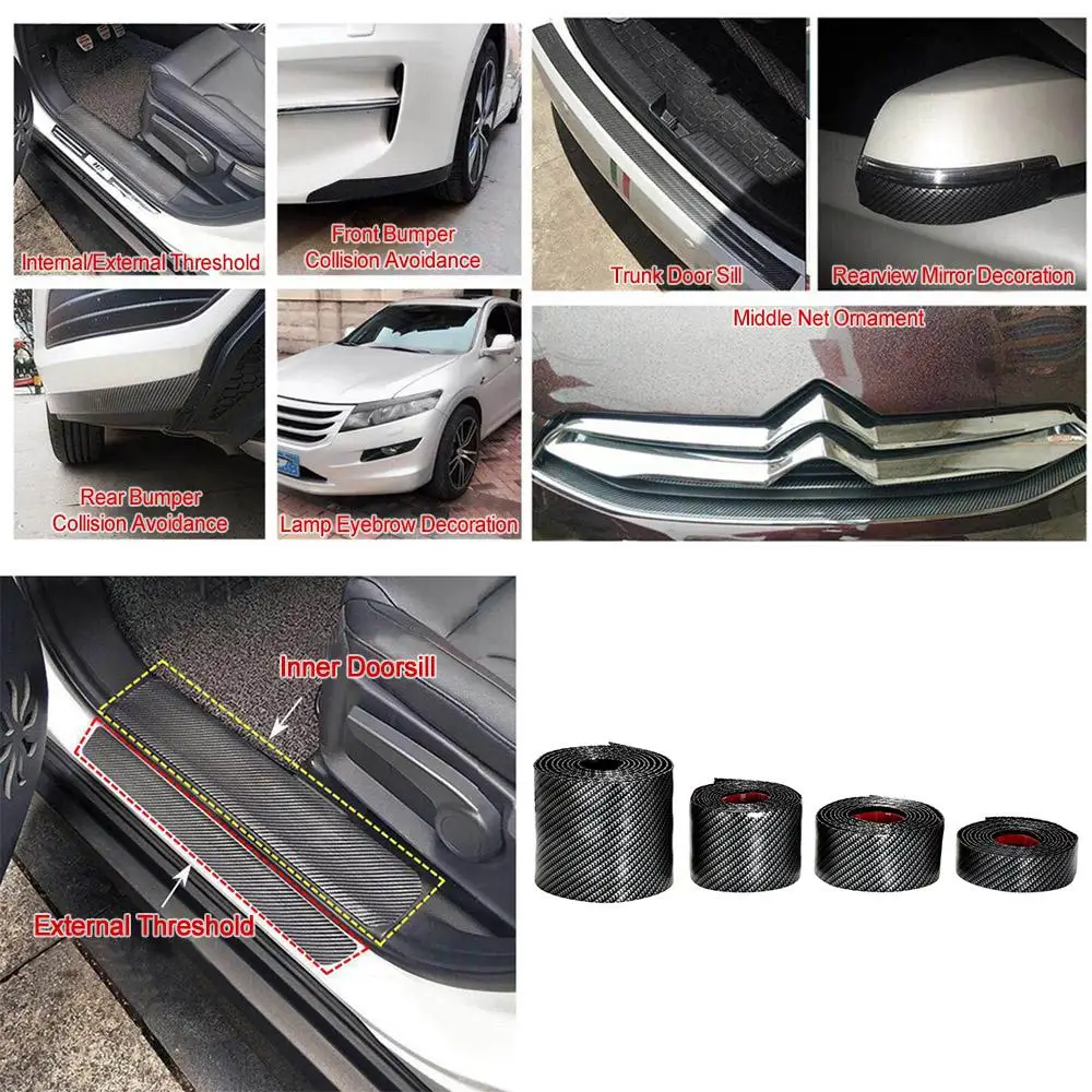 

Multipurpose Car Sticker Carbon Fiber Rubber Edge Guard Strip Door Sill Protector Edge Guard Bumper Strip Car Styling Dropship