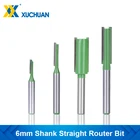 Концевая фреза с прямым хвостовиком 6 мм, из карбида вольфрама, фреза с одной двойной канавкой, фреза для деревообработки