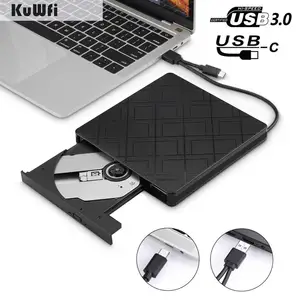 KuWFi Внешний DVD привод USB3.0 Тип C DVD RW CD Rewriter горелка Портативный Оптический привод плеер для Windows 10 7 8 XP Mac OS