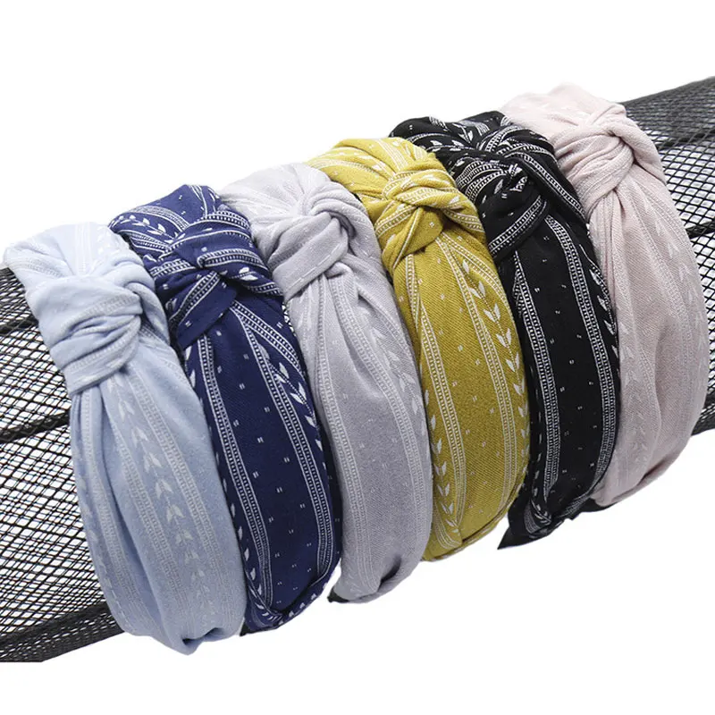 

Fashion Women Girls Linen Solid Color Stripe Hair Bands Headbands Vintage Cross Turban Bandage Bandanas HairBands Accessories