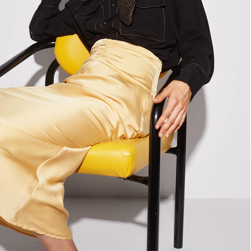 ZA NEW Spring women's yellow solid long skirt female fashion high street woman clothes | Женская одежда