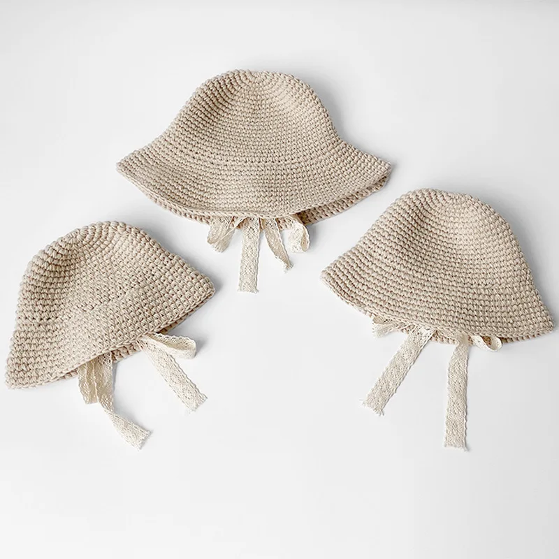 Кружевная шапка для мамы и дочки вязаная Панама детская зимняя девочек