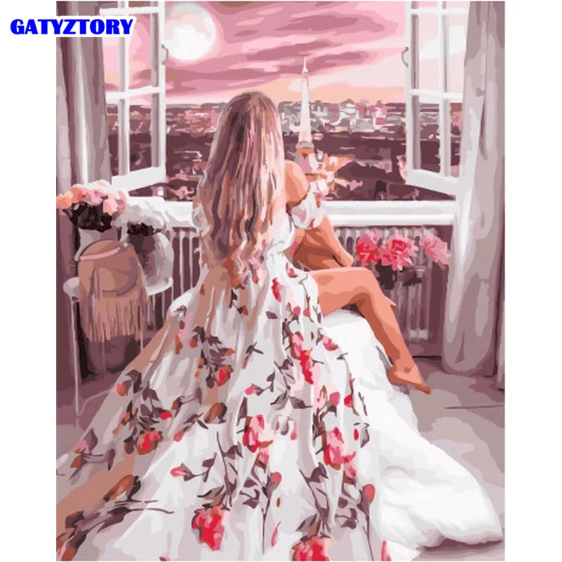 

Gatyztory Unframe DIY Oil Painting By Numbers Girl Art Decor For Home Portrait Coloring By Numbers Acrylic Paints Handpainted Gi