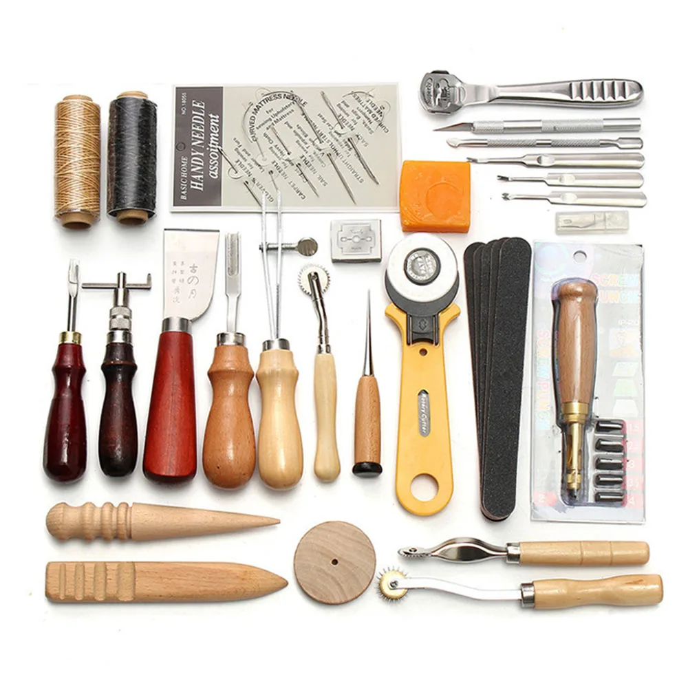 37/48 шт Профессиональный Кожа ремесло набор инструментов ручная швейная строчка