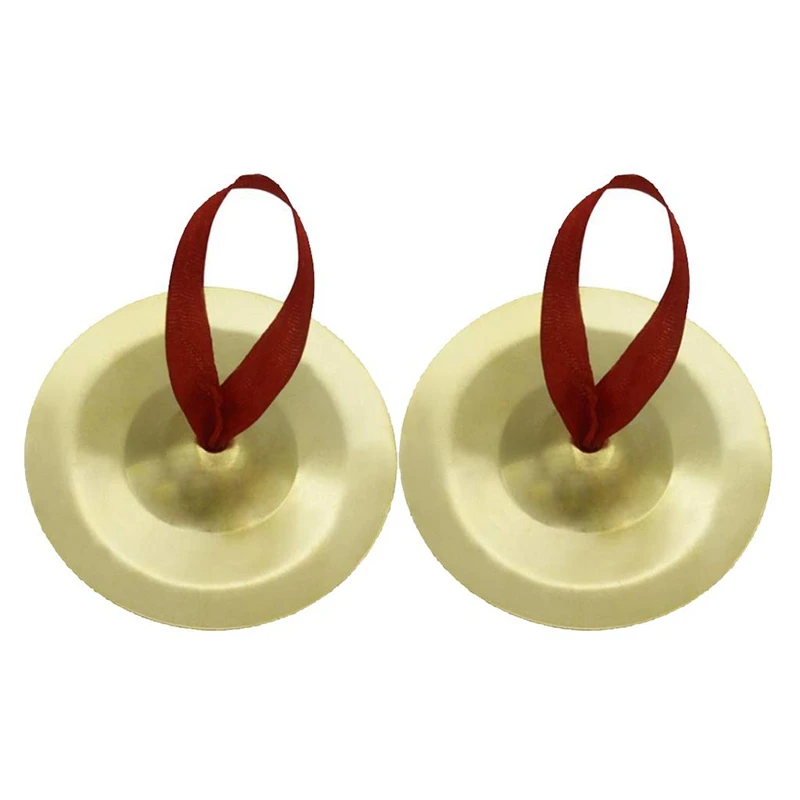 

Set Of 2 Finger Cymbals Mini Chinese Gong Kids Preschool Musical Toys, Golden