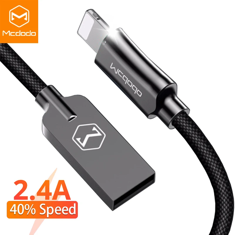 MCDODO USB кабель 2.4A Быстрая зарядка для iPhone 12 11 Pro Max X XS XR 8 7 iPad Air iOS 14 мобильный телефон