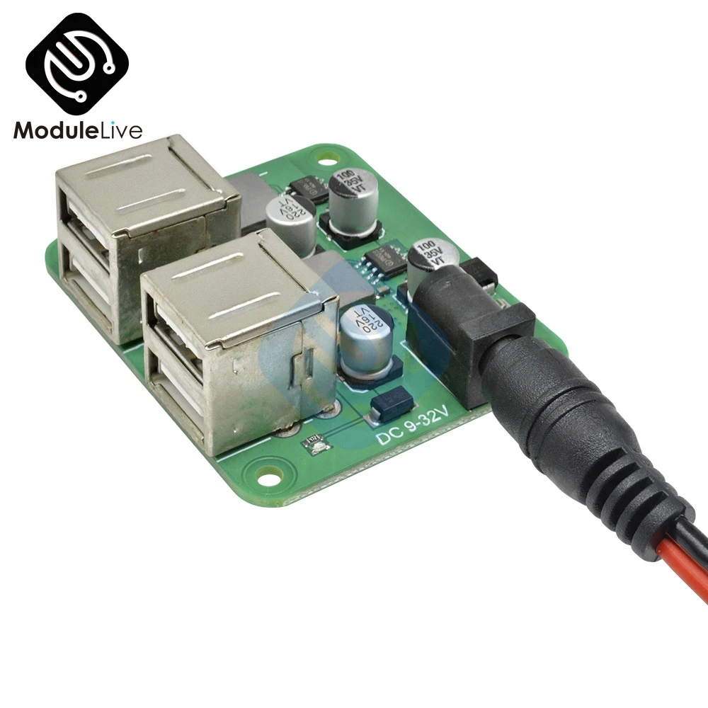 DC 12 В 19 в 24 В до 5 В 6A блок питания понижающий модуль 4 четыре USB мобильного автомобильного зарядного устройства Diy Kit электронный модуль платы блока программного управления