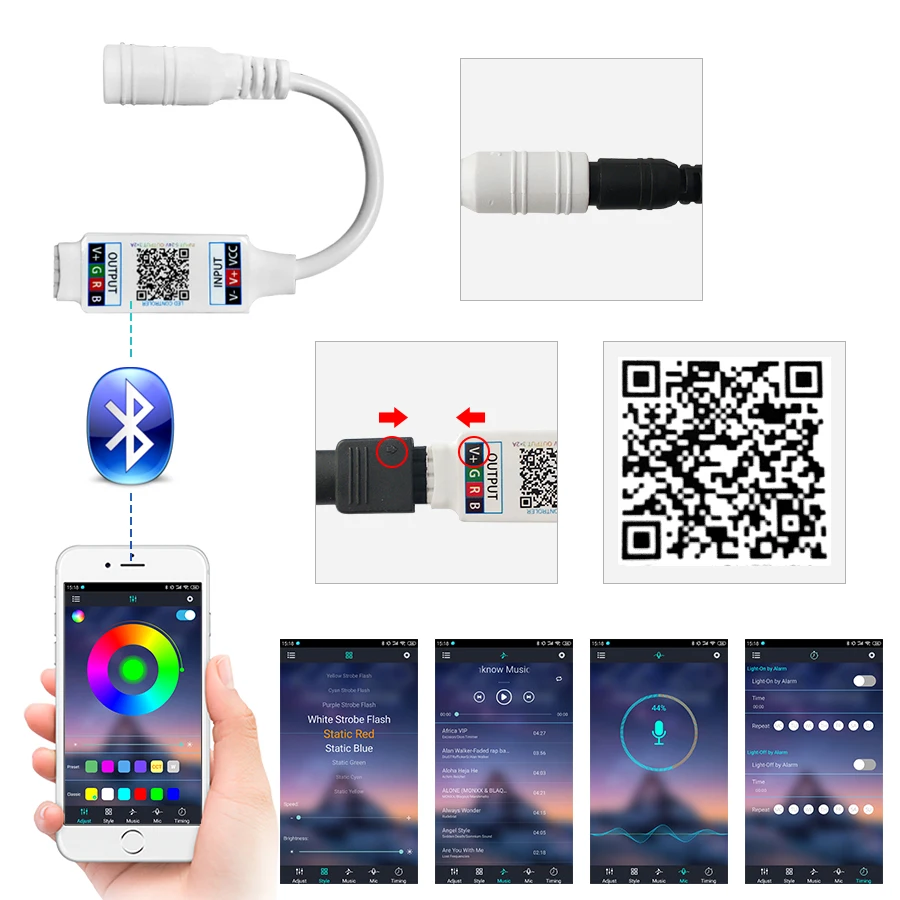5050 30 светодиодный s Bluetooth RGB светильник лента 5 м 10 DC12V Водонепроницаемый Диодная