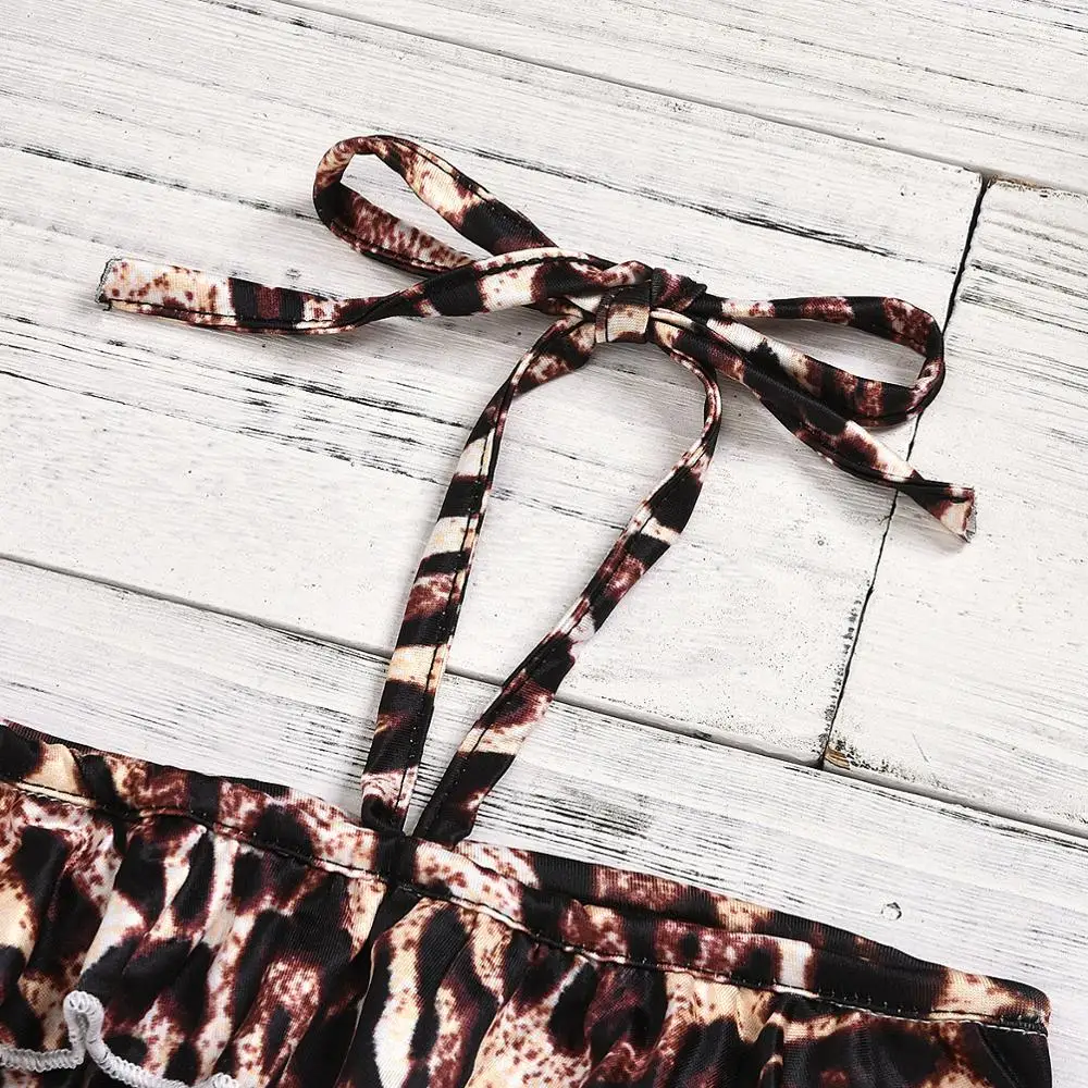 Комплект летней одежды для маленьких девочек обруч волос с леопардовым бантом +