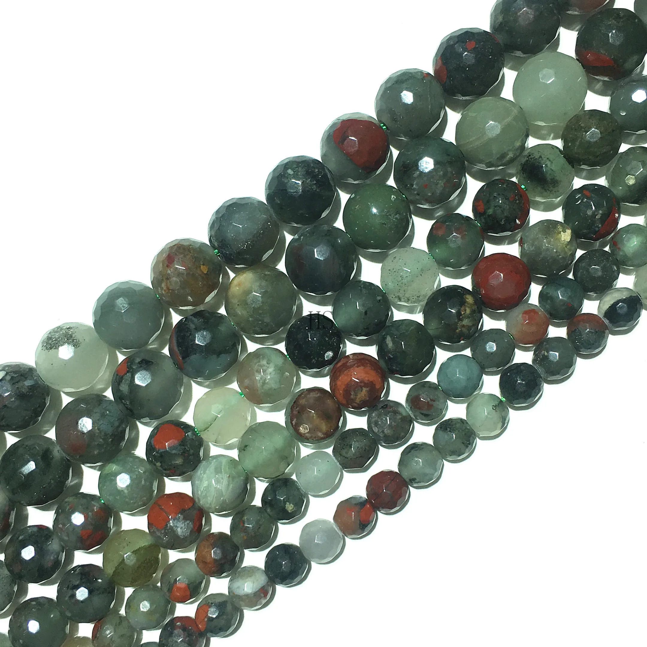 

Natural Stone Bloodstone Faceted Round Loose Beads Gemstone Healing Energy Jewelry Making DIY Bracelet Necklace 4 6 8 10 12mm