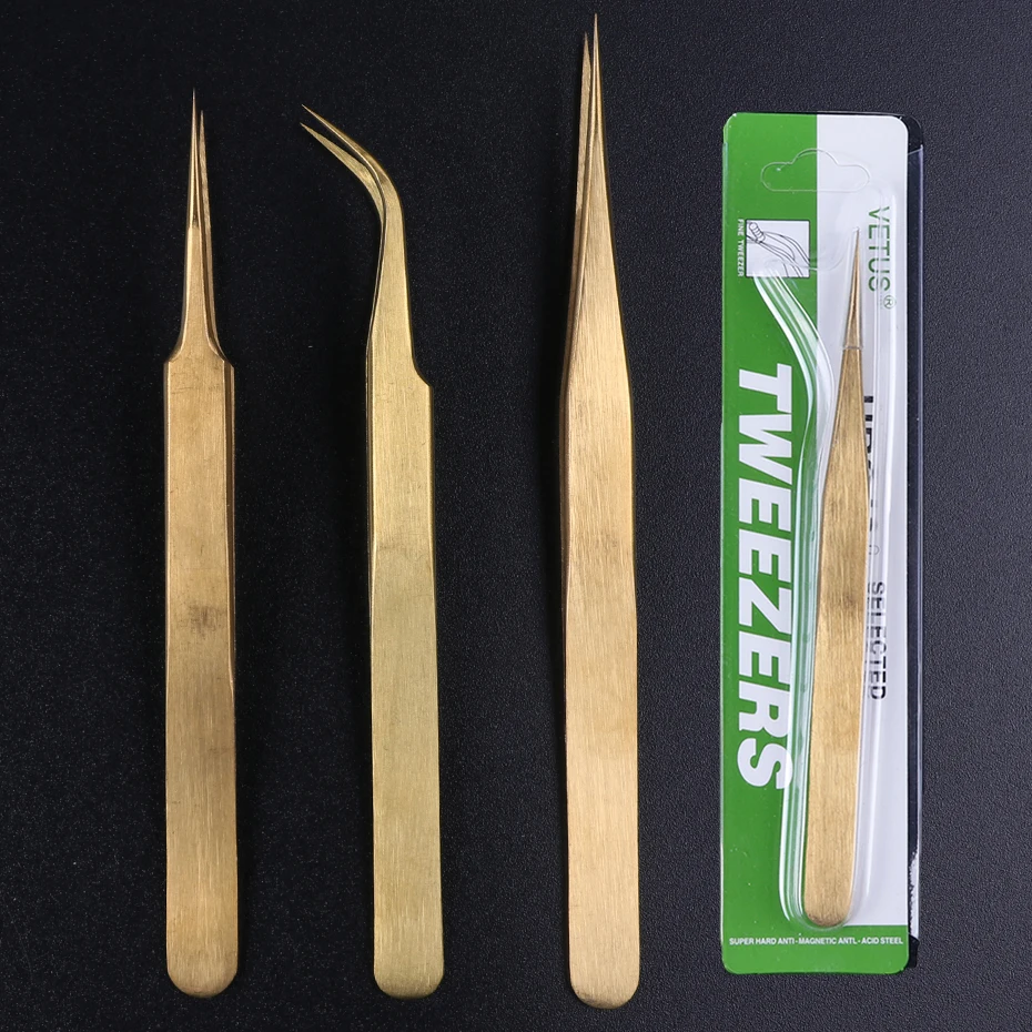 1ps Stainless Steel Tweezers Gold Multi Function Makeup Tools Accessories Extention False Eye Lash Blackhead Remover LA774-1 | Красота и