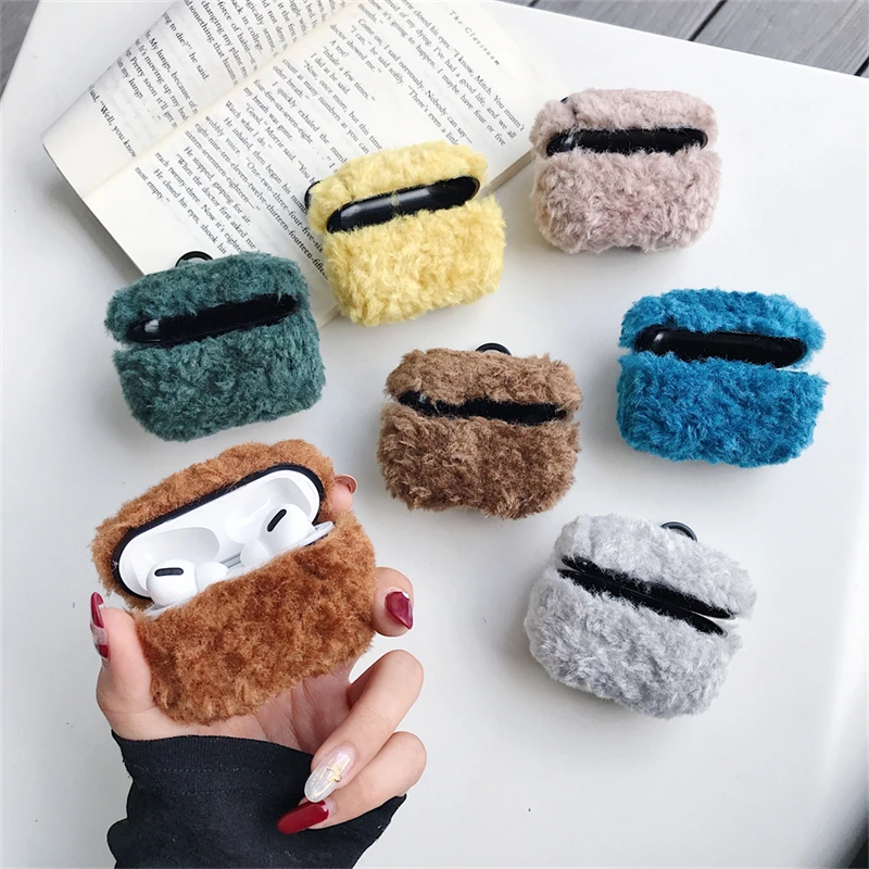 

Cute Cartoon Leopard Print Plush Case For AirPods 1 2 Pro Box Winter Soft Silicone Wireless Bluetooth Earphone Protection Cover