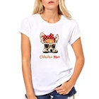 Женская футболка с коротким рукавом, круглым вырезом и принтом чихуахуа