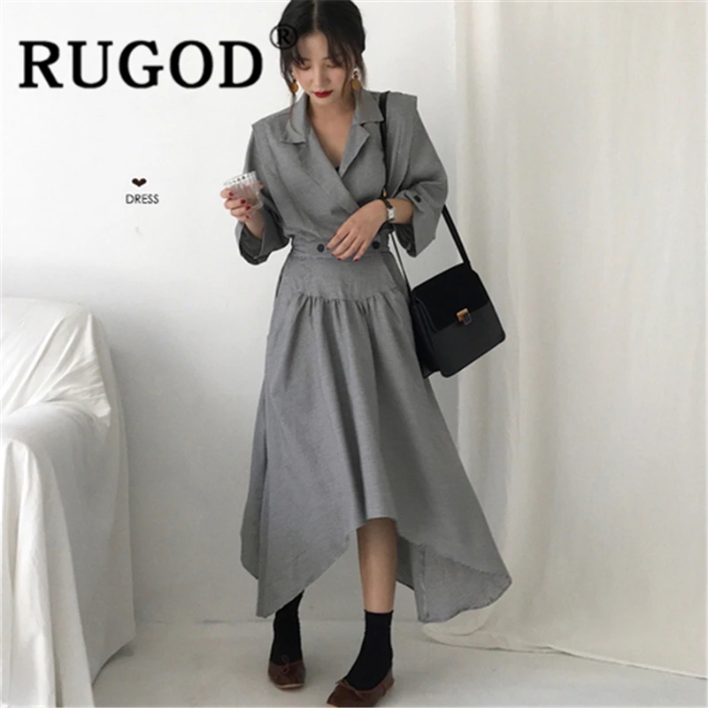 Женское винтажное платье RUGOD облегающее длинное плиссированное в клетку с