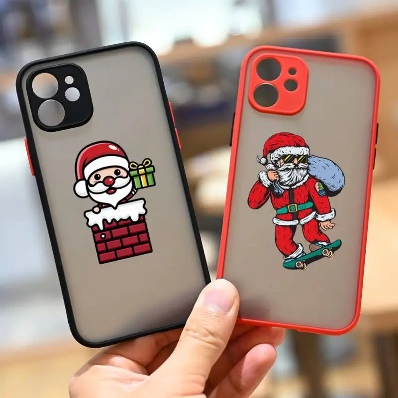 

Merry Christmas cartoon Santa Claus Phone Case matte transparent For iphone 7 8 11 12 13 plus mini x xs xr pro max cover