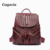 gagacia fashion backpacks for women 2021 new backpack female leather crocodile pattern genuine leather bag ladies handmade retro