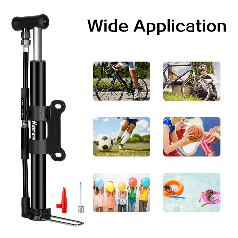 Portable Floor Pump 120SPI Aluminum Alloy Material Light Strong Mini Bicycle Hand Waterproof Barometer Inflatable Tube | Спорт и