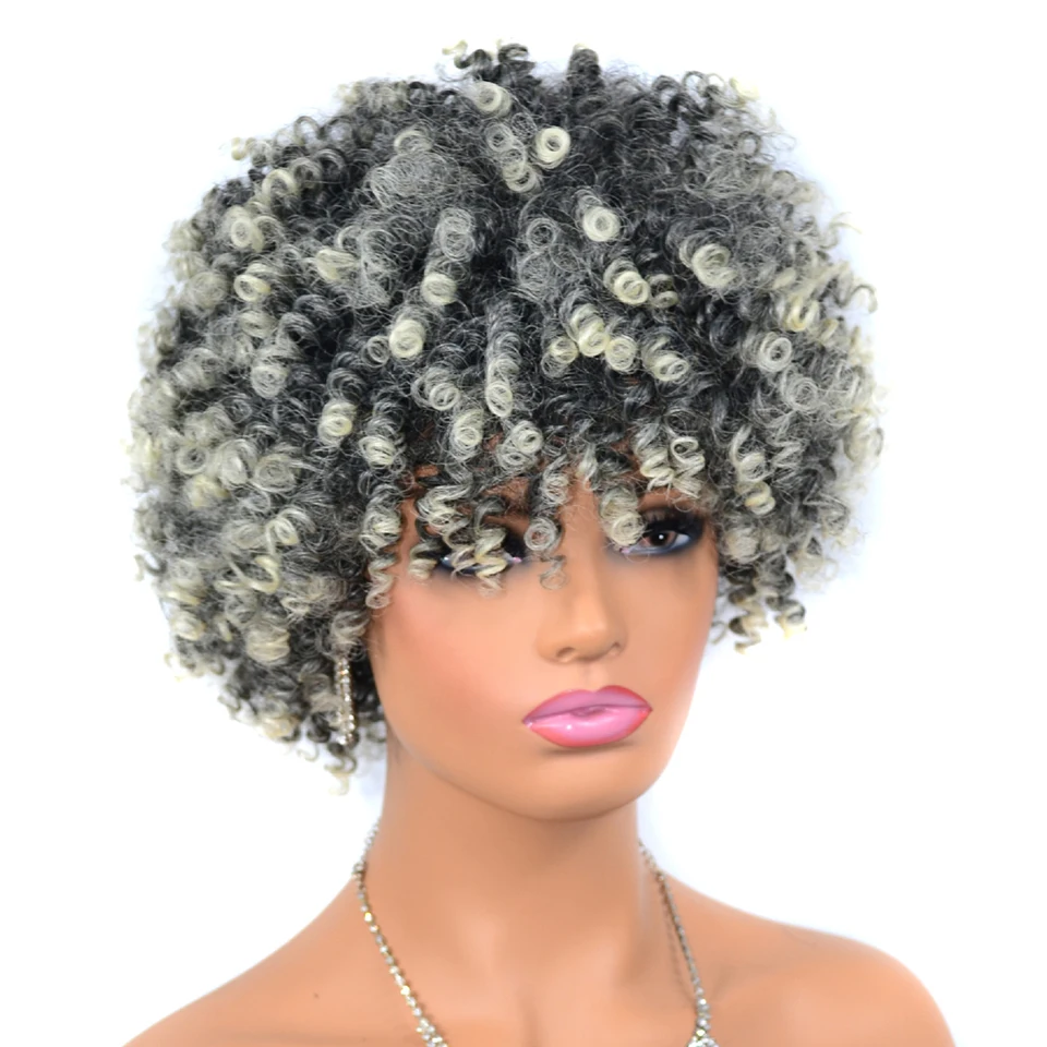 

ZM Short Synthetic Wigs For Women 6 Color #1b #27 #30 #33 #613 Heat Resistant Kinky Loose Curly Wig With Free Gift Fast Shipping