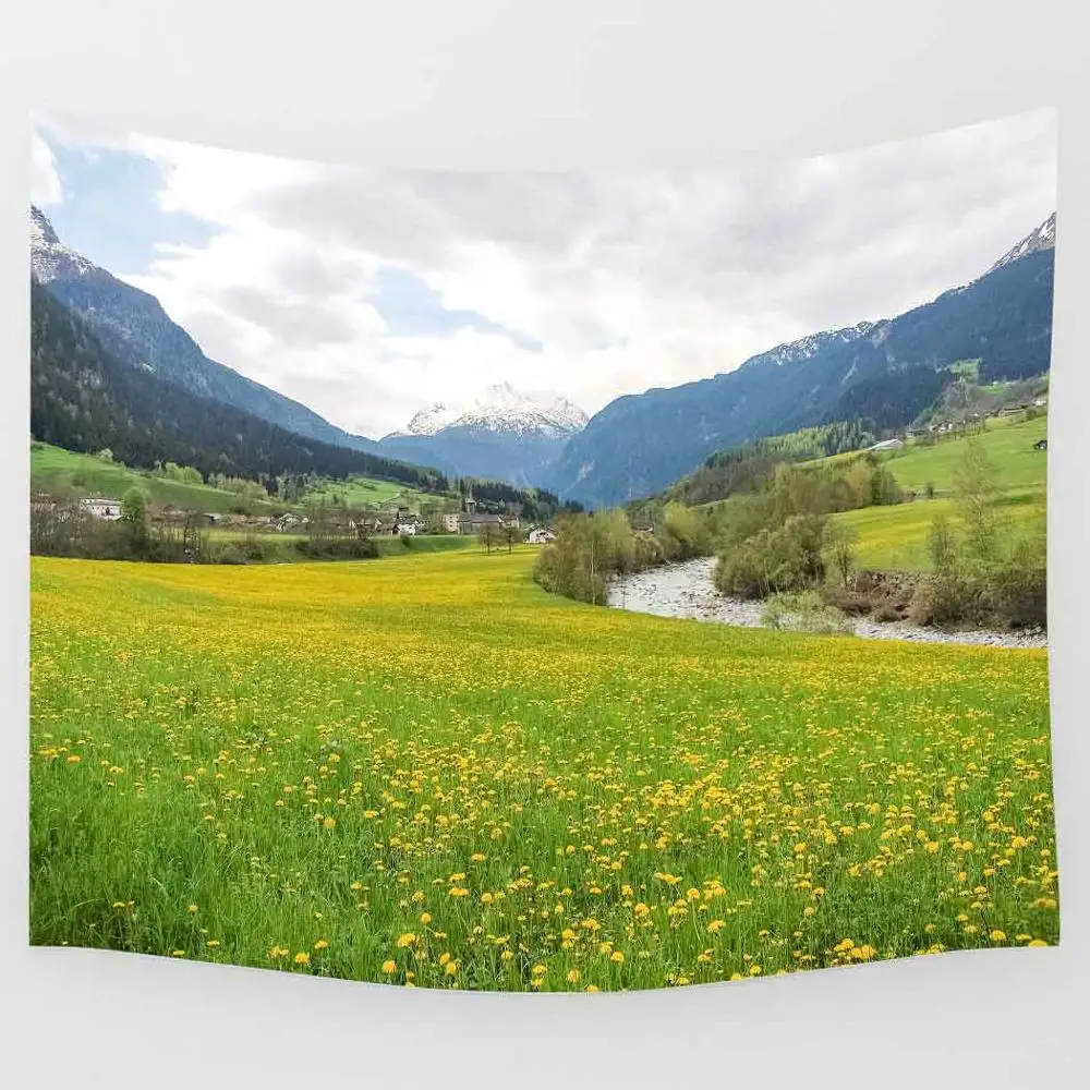 

Green Lawn Tapestry Nature Landscape Mountain Art Wall Hanging Tapestries for Living Room Home Dorm Decor