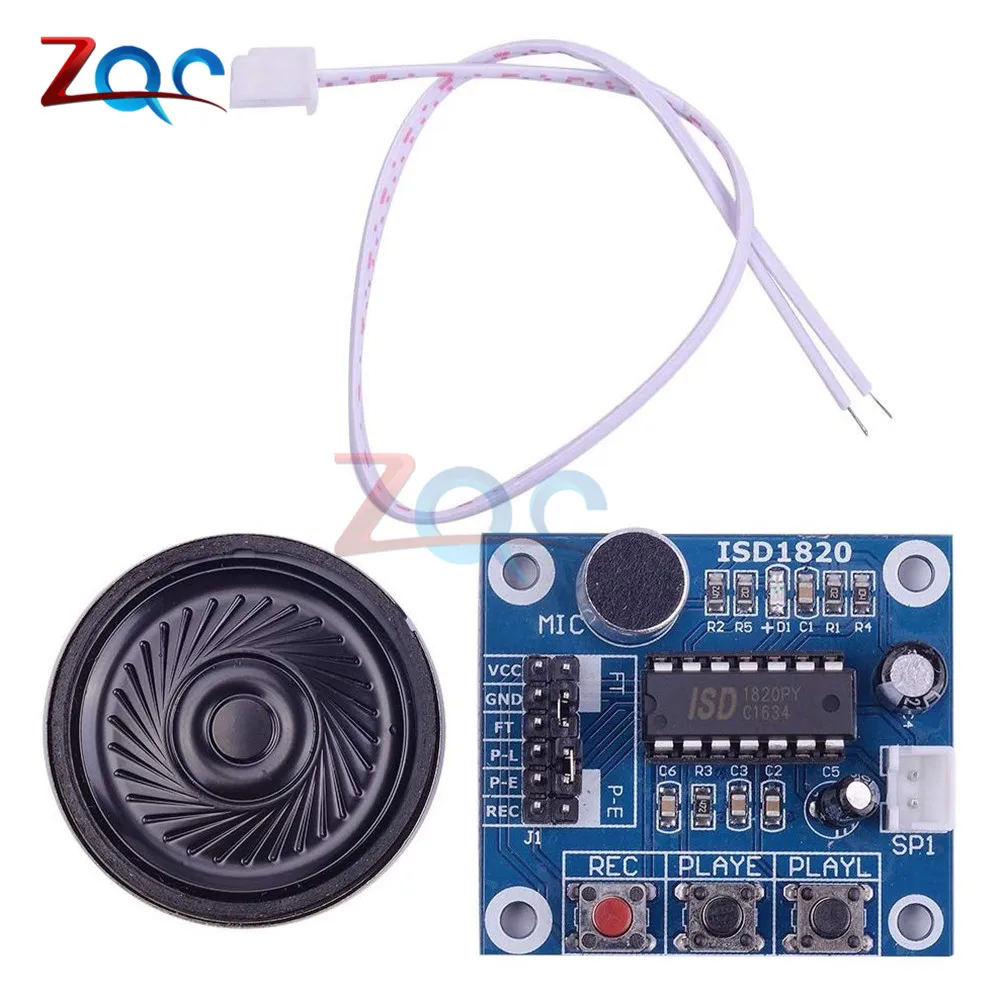 

ISD1820 Sound Voice Recording Playback Module Mic Sound Audio Telephone Board with Loudspeaker Built-in Microphone