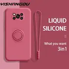 Чехол для телефона Xiaomi Poco X3 NFC Mi 11 10T Pro 10 Lite Redmi Note 9S 9 Pro, чехол с кольцом и ремешком, мягкий силиконовый