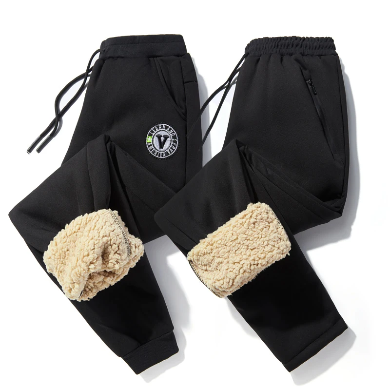 Брюки мужские утепленные флисовые джоггеры с высокой талией спортивные штаны