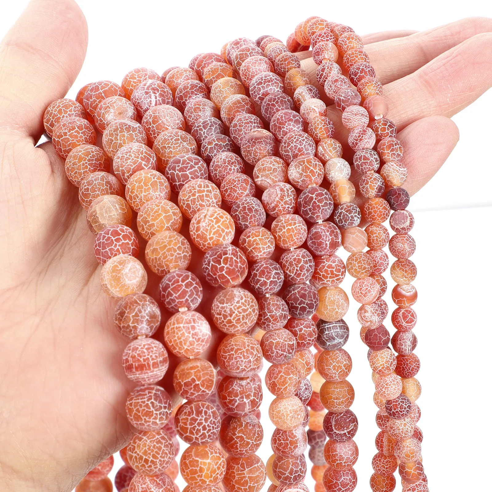 Бусины из натурального камня матовые красные прочные круглые бусины-разделители