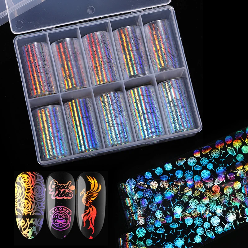 1 коробка/мешок набор фольги для ногтей переводные наклейки золотые блестящий