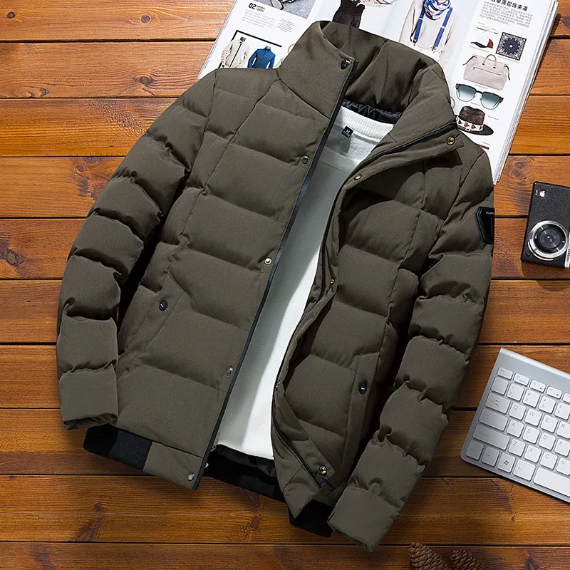 

Men's Down Jacket Winter Warm Men Brand Cotton Coats Padded Thickened Wool Collar Korean Youth Down Jacket Men Coat 2021 Fashion