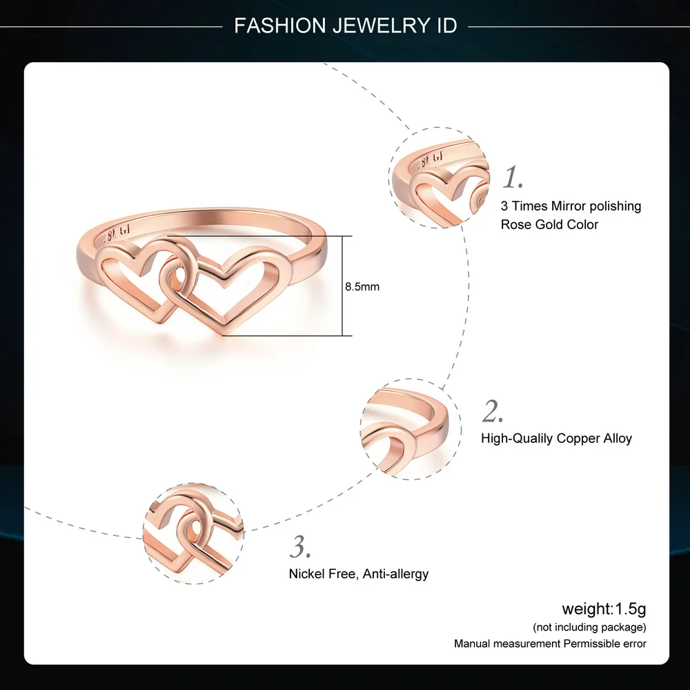Женское кольцо с двумя искусственными камнями подарок на день Святого Валентина
