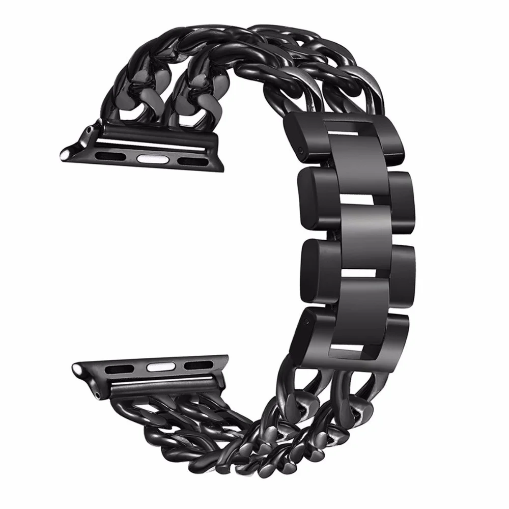 Браслет из нержавеющей стали для Apple Watch Series 4 5 40 мм 44 мм браслет 38 мм 42 мм для iWatch Series 3 2 38 мм 42 мм - Цвет ремешка: black