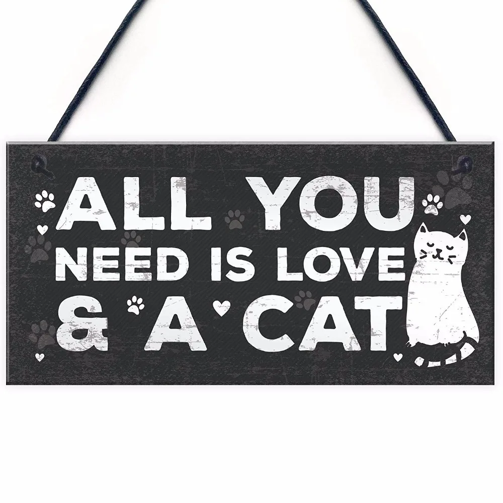 

Vintage Pet Friendship Wooden Sign Cat Dog Wood Hanging Home Decor