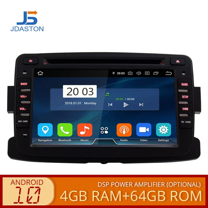 JDASTON Android 10 0 автомобильный DVD плеер для RENAULT Dacia Duster Logan WIFI мультимедийный GPS