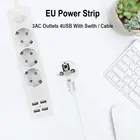 ЕС Мощность полосы электрические розетки 1,8 м кабель-удлинитель 3 гнезда с 4 USB Quick Charge Порты и разъёмы Мощность полосой стеной множественный разъем