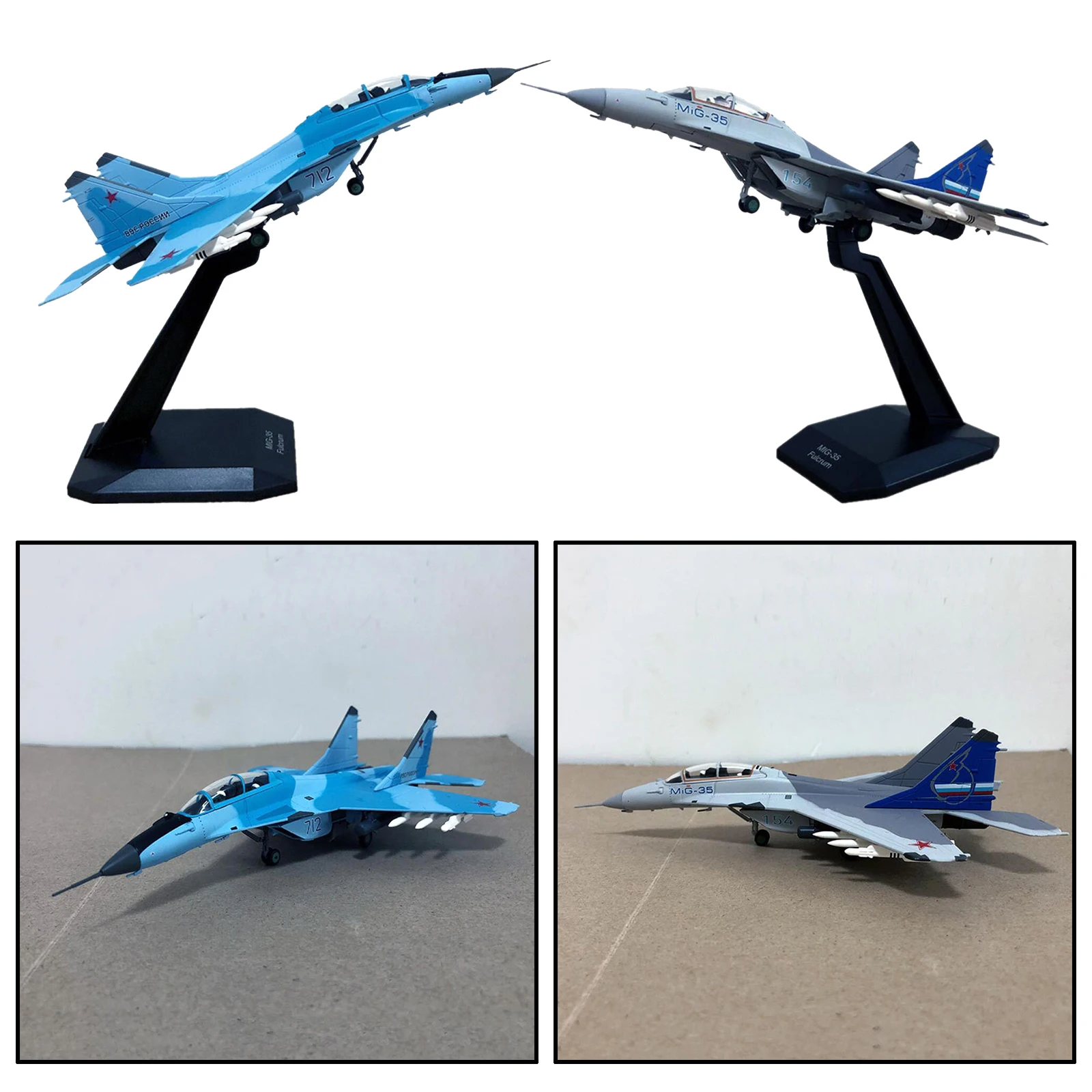 

1/100 MIG-35 Aircraft Diecast Metal Plastic Model Plane Home Decor