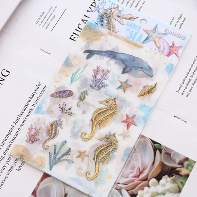 

Kawaii ПВХ DIY Скрапбукинг Декор бумажные наклейки многоцветные морские животные Рисование рынок планировщик книжка Дневник Декор Канцтовары