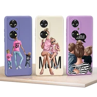 mom and kids for huawei p50 p40 p30 p20 e p smart z plus pro lite 2019 2021 5g liquid silicone soft phone case