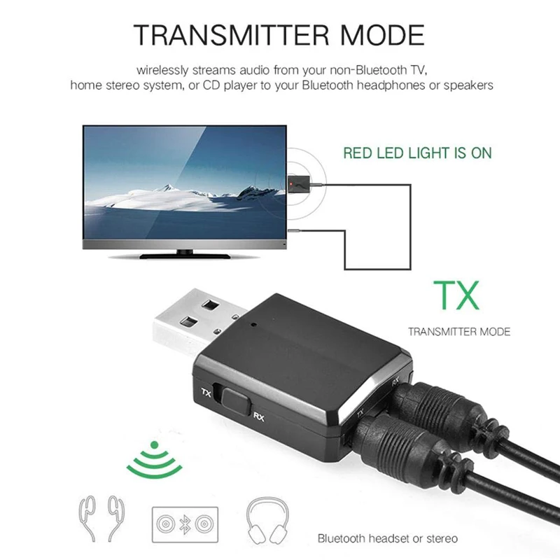 USB Bluetooth 5 0 передатчик 3 в 1 EDR беспроводной адаптер ключ мм AUX для ТВ автомобиля ПК