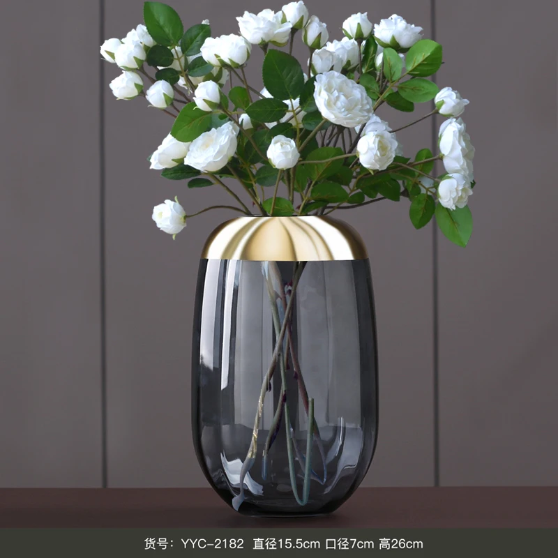 Европейский стеклянный ваза из золотой фольги Strongwell для цветов настольные