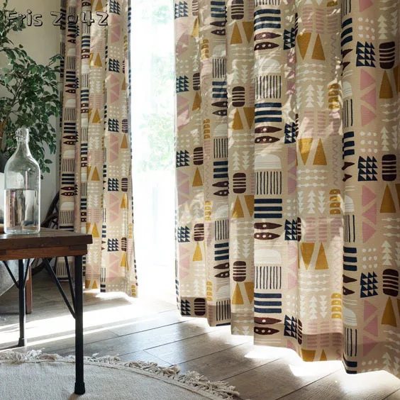 

Нордические современные минималистичные шторы с геометрическим принтом готовые затененные занавески на заказ для гостиной столовой спаль...