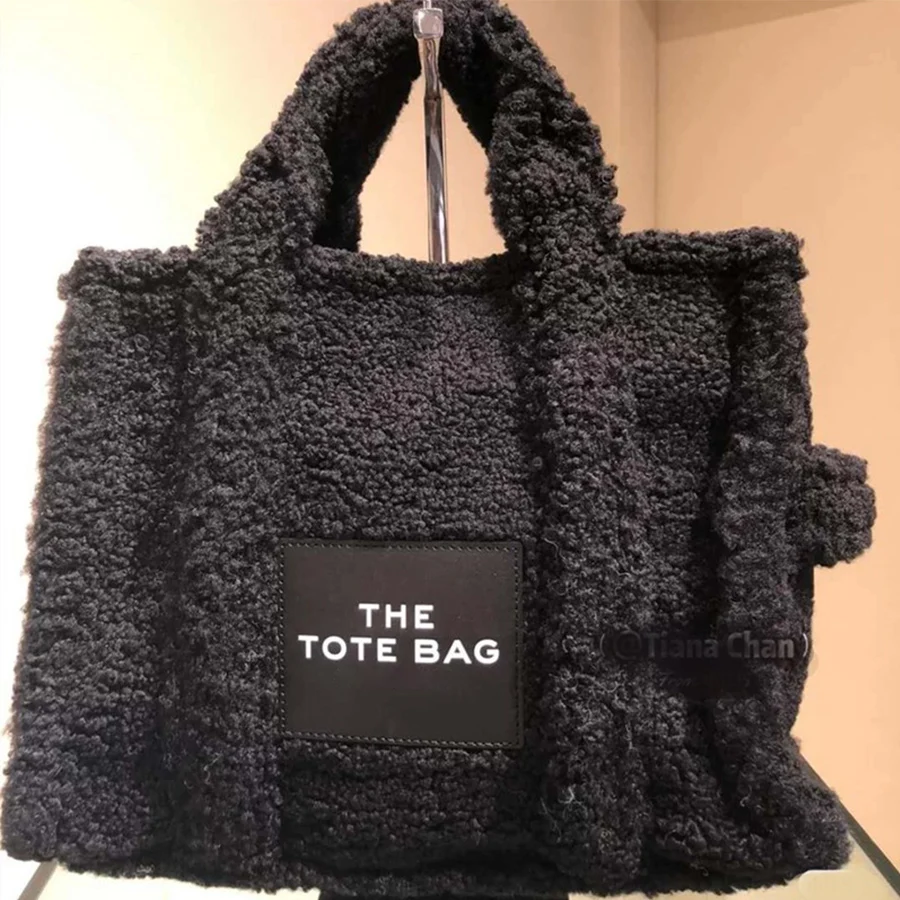 

Winter Faux Fur Tote Handbags for Women Brand Designer Shopper Ladies Shoulder Bag Plush Top Handle Bag Gift 2021 Luxury