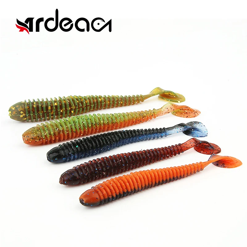 ARDEA Silicone Soft  Worms bait fishing lure75mm/2g Wobblers Swimbait grub lure Artificial Bait T-tail