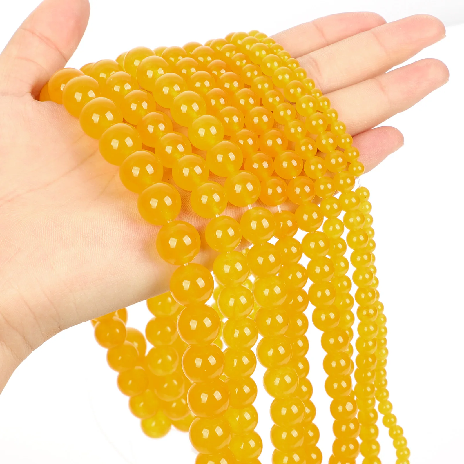 Бусины из натурального камня желтые халцедоны нефритовые круглые бусины