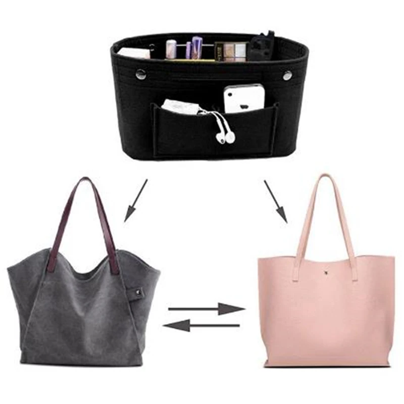 

Multi-Pocket Felt Insert Bag Purse Handbag Liner Bag Portable Travel Cosmetic Storage Bags Make up Storage Bag Support