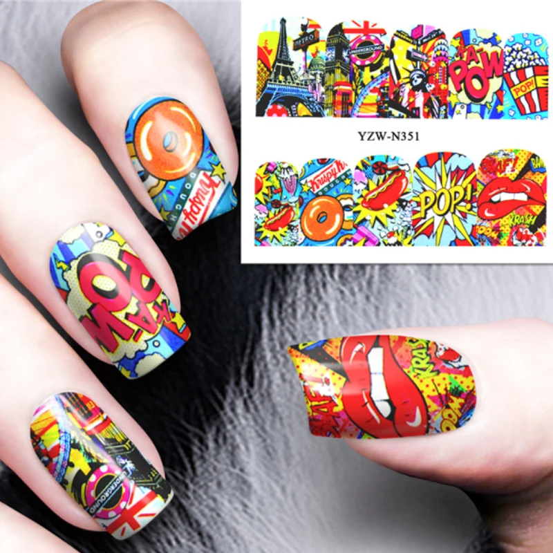 Новинка 1 лист поп арт дизайн наклейка сделай сам переводная вода для ногтей