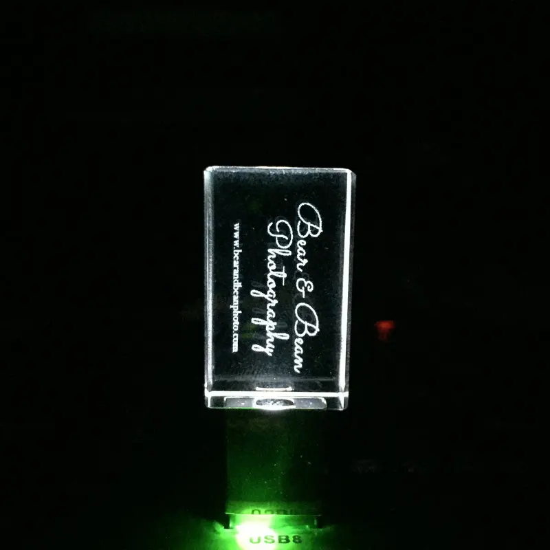 10 шт./лот логотип на заказ Бесплатный Кристальный фонарик модный ключ USB