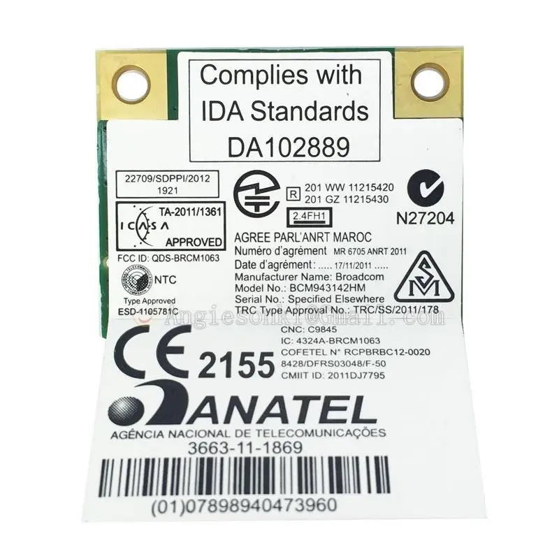 Беспроводная карта BCM943142HM 802.11bgn WIFI + BT4.0 04W3794/04W3795 Mini PCI E для Lenovo Thinkpad G400 E530C E135 X140E S431