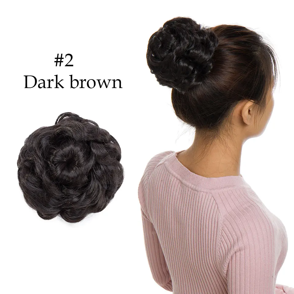 dark brown Snoilite шнурок клип в шиньон волосы булочка синтетический пучок волос кусок шнурок updo волосы булочки для женщин кудрявые шиньон волосы - Цвет: dark brown