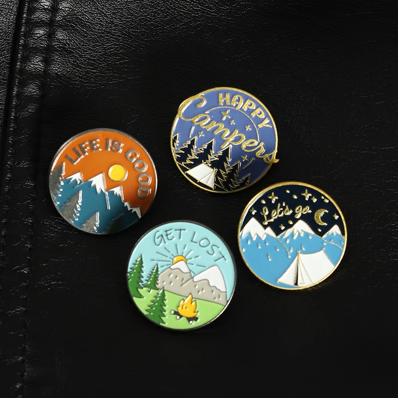 

Love Life Beautiful Scenery Enamel Pin Lapel Pins Badges Happy Camping Brooch Pin Jewelry Accessories Friend's Gift Wholesale